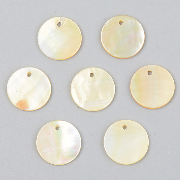

PandaHall Natural Yellow Shell Charms, Flat Round, Light Khaki, 12.5x1mm, Hole: 1mm Yellow Shell Flat Round