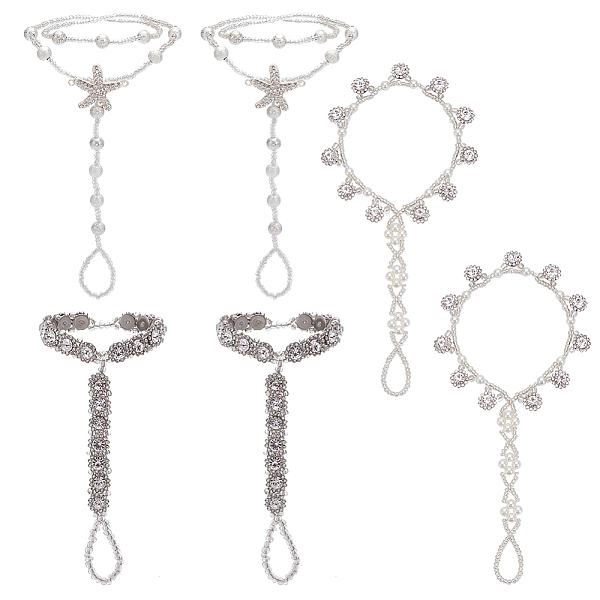 

PandaHall ANATTASOUL 6Pcs 3 Style Clear Resin & ABS Plastic Flower & Starfish Toe Ring Anklets Set, Alloy Sandal Foot Chain Jewelry for...