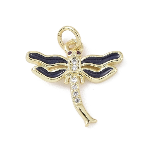 

PandaHall Brass Micro Pave Cubic Zirconia Pendants, with Enamel and Jump Ring, Dragonfly Charms, Real 18K Gold Plated, 17x18x2mm, Hole...
