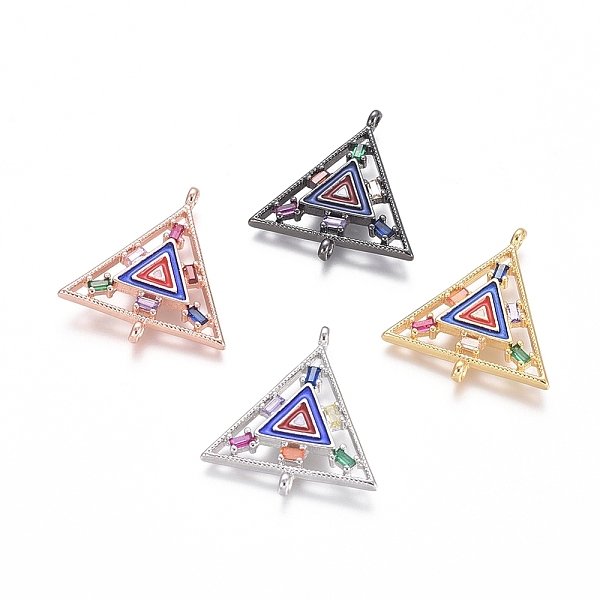 

PandaHall Brass Micro Pave Cubic Zirconia Links connectors, with Enamel, Triangle, Colorful, Mixed Color, 25.5x23x3mm, Hole: 1.2mm...