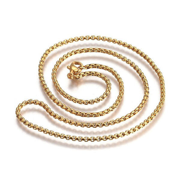 

PandaHall 304 Stainless Steel Box Chain Necklaces, with Lobster Claw Clasps, Golden, 17.7 inch(45cm), 2.0mm 304 Stainless Steel
