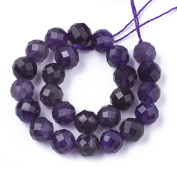 

PandaHall Natural Amethyst Beads Strands, Faceted, Round, 5.5~6x6mm, Hole: 1mm, about 32pcs/strand, 7.48 inch Amethyst Round