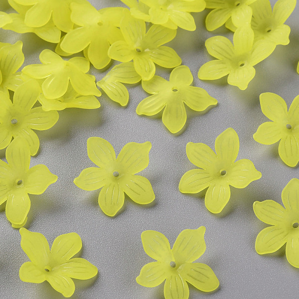 

PandaHall Frosted Acrylic Bead Caps, 20x21.5x4.5mm, Hole: 1.6mm, about 1630pcs/500g Acrylic Yellow