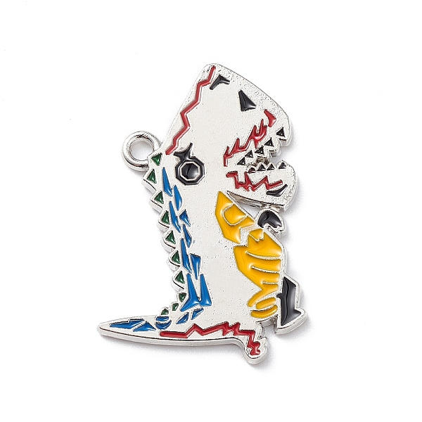 

PandaHall Alloy Enamel Pendants, Tyrannosaurus Rex Charm, Platinum, Colorful, 33x22x1.5mm, Hole: 1.8mm Alloy+Enamel Dinosaur