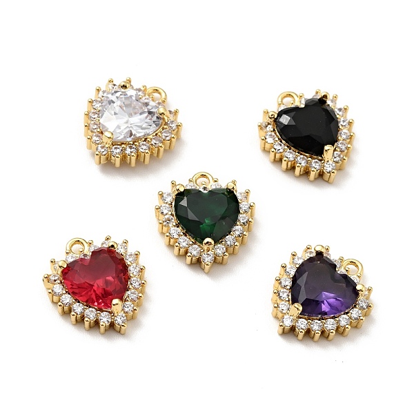 

PandaHall Brass Micro Pave Cubic Zirconia Charms, Cadmium Free & Lead Free, Golden, Heart, Mixed Color, 14x12x5mm, Hole: 1mm Brass+Cubic..., Multicolor