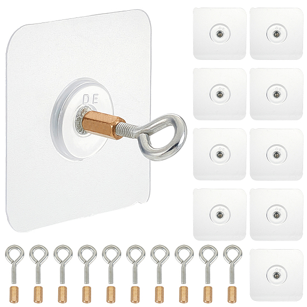 

PandaHall Iron Ceiling Hanger Hooks, with Plastic Self Adhesive Sticker, Clear, 59x59x40mm Iron Square Clear