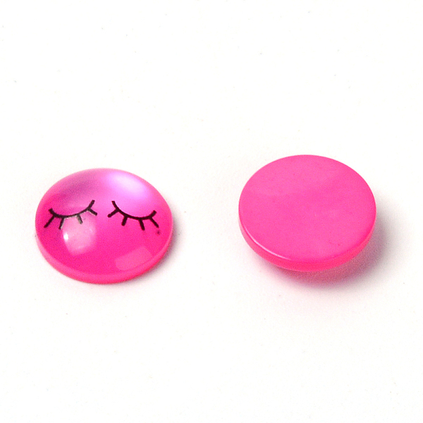 

PandaHall Resin Cabochons, with Self Adhesive, DIY Accessories, Flat Round with Brow, Deep Pink, 12x4mm Resin Flat Round