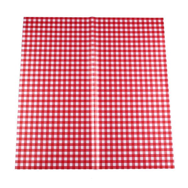 PandaHall Waterproof Gift & Flower Wrapping Paper, Square with Tartan Pattern, Red, 580x580mm, 20sheets/bag Plastic Square Red