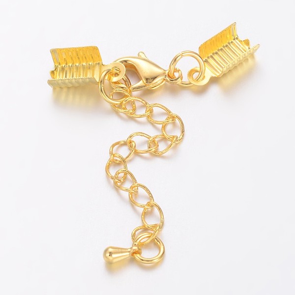 

PandaHall Chain Extender, with Golden Brass Clasp & Clip Ends, Lobster Claw Clasp and Cord Crimp, Nickel Free, Size: Clasp: 12x7.5x3mm, Cord...