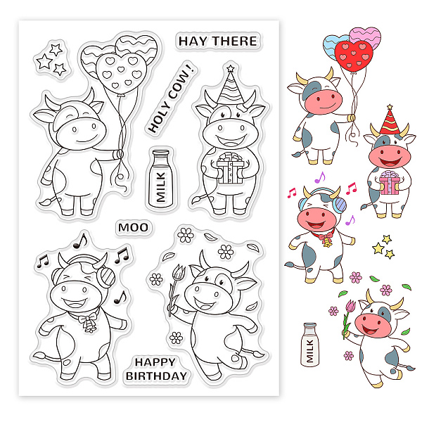 

PandaHall PVC Plastic Stamps, for DIY Scrapbooking, Photo Album Decorative, Cards Making, Stamp Sheets, Cow Pattern, 16x11x0.3cm Plastic...