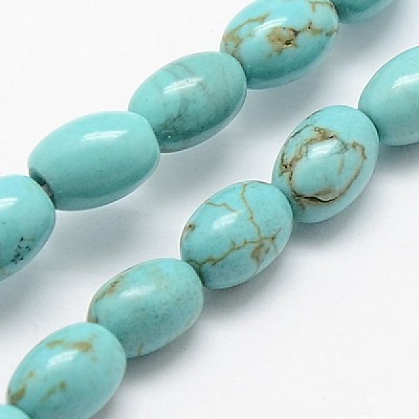 

PandaHall Natural Magnesite Beads Strands, Dyed & Heated, Rice, Aquamarine, 6x4mm, Hole: 1mm Magnesite Rice Green