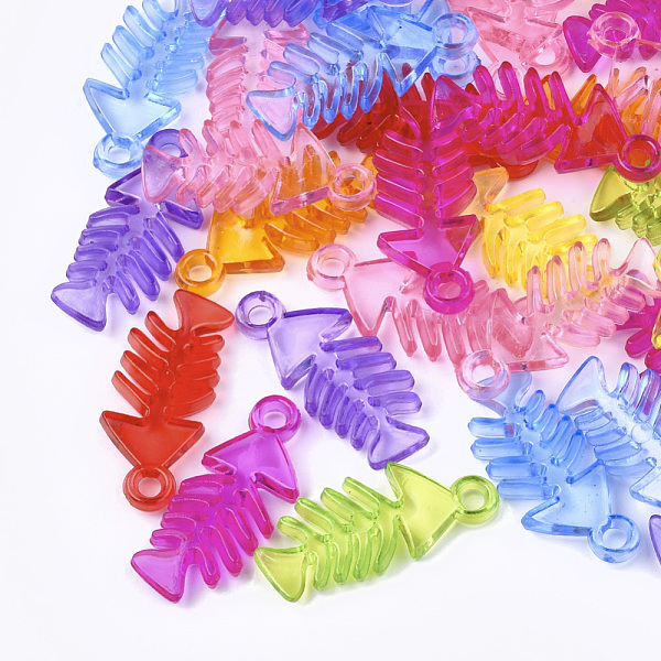 

PandaHall Transparent Acrylic Pendants, Fishbone, Mixed Color, 34x14.5x5mm, Hole: 3mm, about 487pcs/500g Acrylic Fish Multicolor