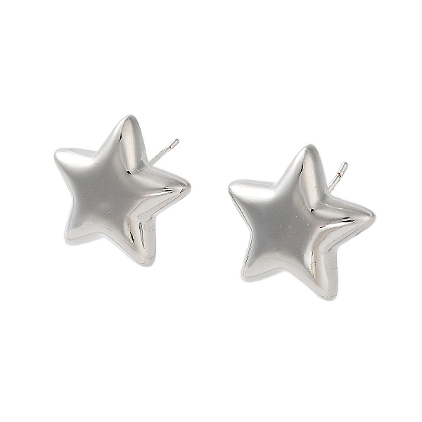 

PandaHall Star Brass Stud Earrings, Long-Lasting Plated, Lead Free & Cadmium Free, Platinum, 19x19mm Brass Star