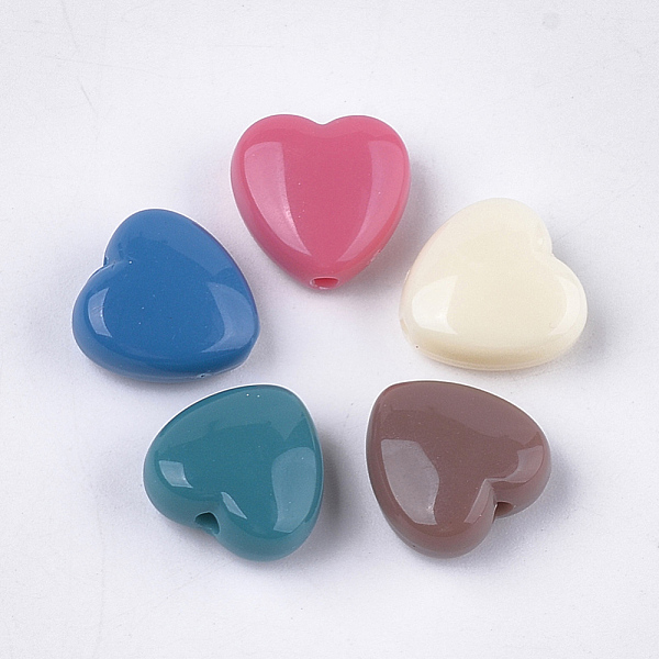 

PandaHall Opaque Acrylic Beads, Heart, Mixed Color, 13.5x14x7mm, Hole: 2mm Acrylic Heart Multicolor