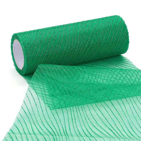 

PandaHall Glitter Deco Mesh Ribbons, Tulle Fabric, for Wedding Party Decoration, Skirts Decoration Making, Green, 5.9 inch(15cm)...