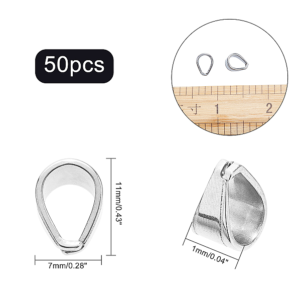 

PandaHall UNICRAFTALE 50pcs Pendant Snap on Bails 304 Stainless Steel Snap Bails Pendant Bails Connectors Pendant Clasps for DIY Dangle...