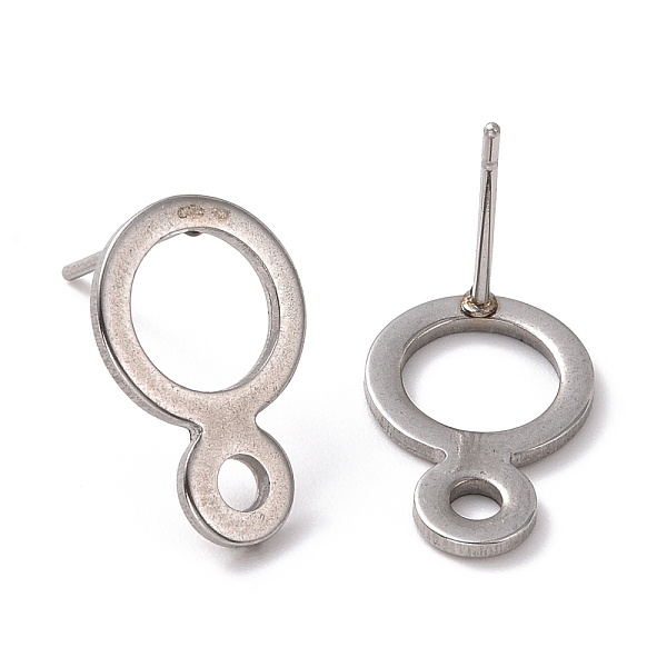 

PandaHall 201 Stainless Steel Stud Earring Findings, with Horizontal Loop and 316 Stainless Steel Pin, Ring, Stainless Steel Color, 14x9.5mm...