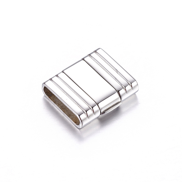 

PandaHall 304 Stainless Steel Clasps, Rectangle, Stainless Steel Color, 19x18x5mm, Hole: 15x3mm Stainless Steel