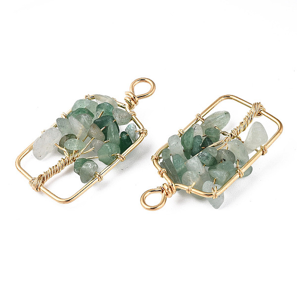 

PandaHall Natural Green Aventurine Pendants, Golden Tone Brass Wire Wrapped, Tree, Rectangle, 42~43x21.5~22x6.5~7.5mm, Hole: 4mm Green...