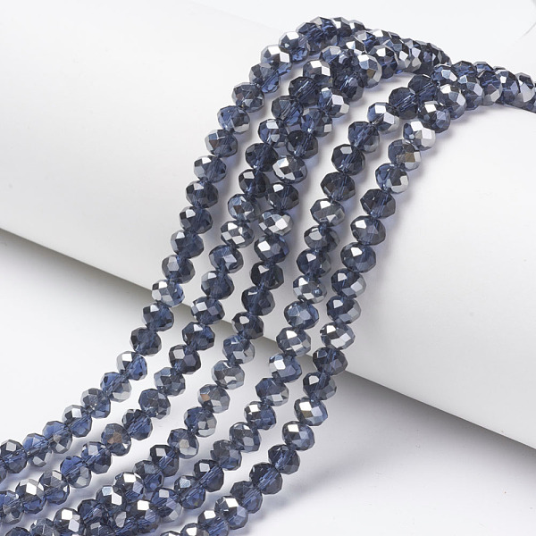 

PandaHall Electroplate Transparent Glass Beads Strands, Half Gray Plated, Faceted, Rondelle, Spring Green, 6x5mm, Hole: 1mm, about...