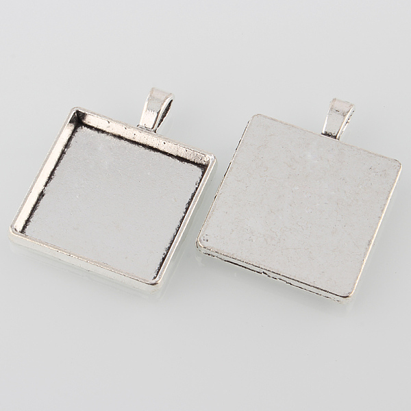 

PandaHall Alloy Pendant Cabochon Settings, Cadmium Free & Lead Free, Plain Edge Bezel Cups, Square, Antique Silver, Tray: 25x25mm...