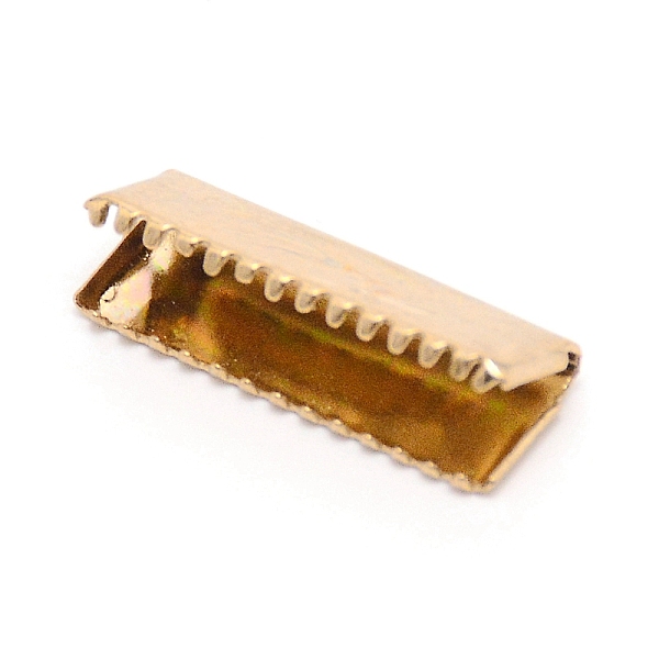 

PandaHall Brass Ribbon Crimp Ends, Crimp End Findings, Rectangle, Light Gold, 8x21mm Brass
