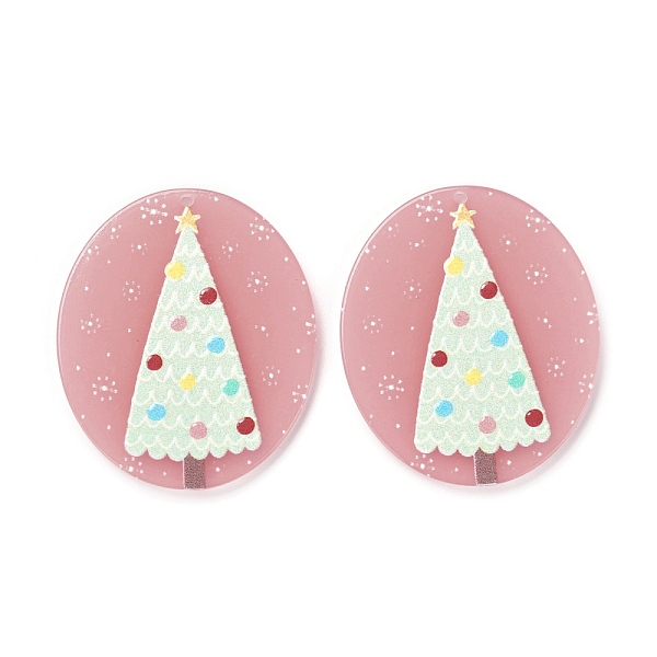 

PandaHall Christmas Theme 3D Printed Resin Pendants, DIY Earring Accessories, Oval with Christmas Tree Pattern, Pink, Christmas Tree Pattern...
