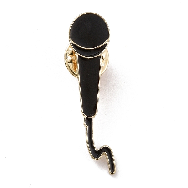 PandaHall Microphone Enamel Pin, Light Gold Plated Alloy Musical Instruments Badge for Backpack Clothes, Black, 41x10.5x1.5mm Alloy+Enamel...