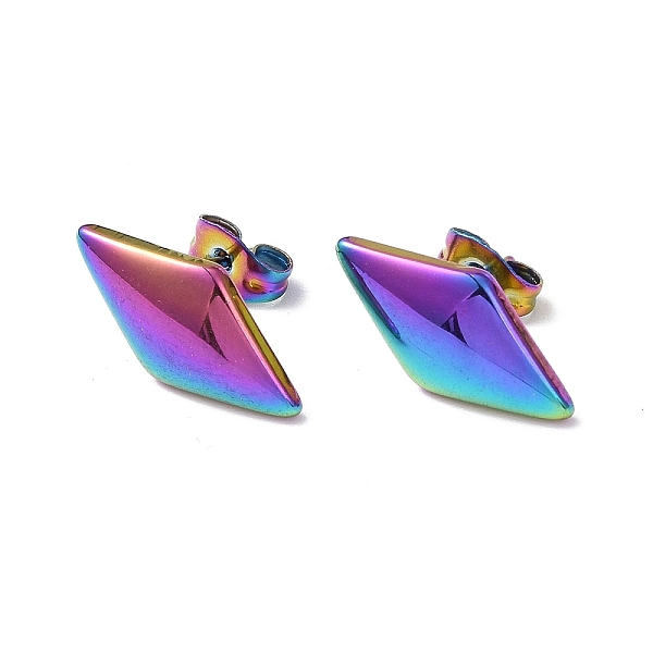

PandaHall Ion Plating(IP) 304 Stainless Steel Stud Earring for Women, Rhombus, Rainbow Color, 17.5x9mm, Pin: 0.8mm 304 Stainless Steel...