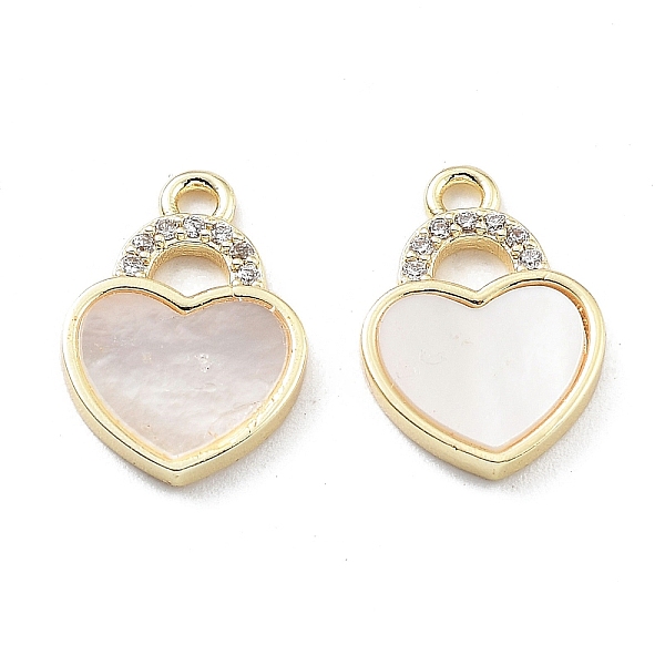 

PandaHall Valentine’s Day Brass Micro Pave Clear Cubic Zirconia Pendants, with Shell, Heart, Real 18K Gold Plated, 14x10x2mm, Hole: 1.4mm...