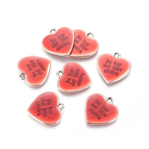 

PandaHall Tibetan Style Alloy Enamel Pendants, Heart with Word, Red, Light Gold, 18.5x17.5x2mm, Hole: 2mm Alloy+Enamel Heart Red
