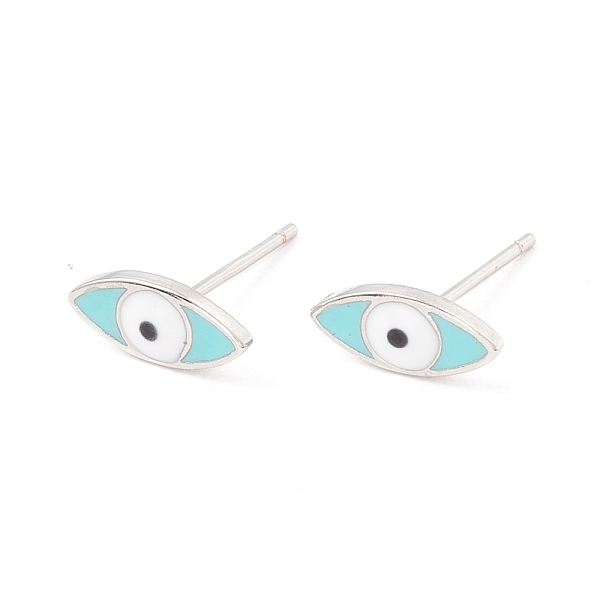 

PandaHall Enamel Horse Eye Stud Earrings, Brass Jewelry for Women, Cadmium Free & Lead Free, Long-Lasting Plated, Platinum, 5x11mm, Pin: 1mm..., Cyan
