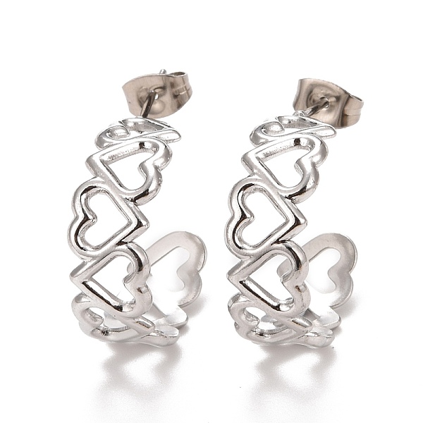 

PandaHall 304 Stainless Steel Stud Earrings for Women, Hollow Heart Earrings, Stainless Steel Color, 21x25x8mm, Pin: 0.7mm 304 Stainless...