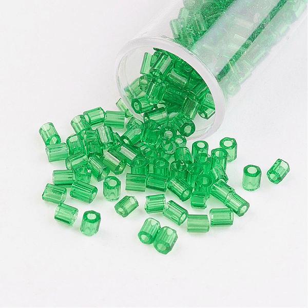 

PandaHall 11/0 Two Cut Round Hole Glass Seed Beads, Hexagon, Transparent Colours, Green, 2x2mm, Hole: 0.5mm, about 41000pcs/pound Glass...