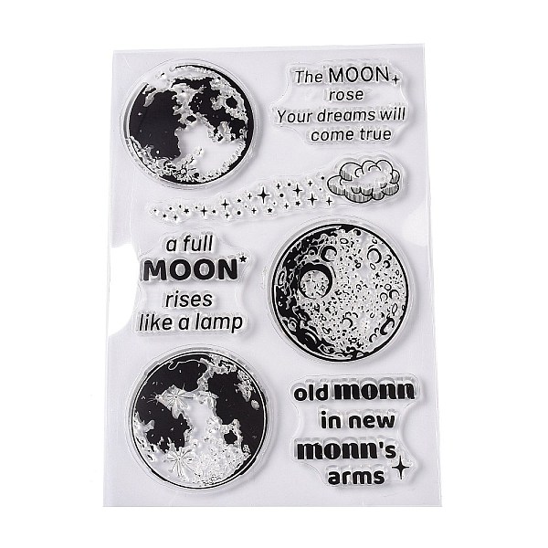 

PandaHall PVC Plastic Stamps, for DIY Scrapbooking, Photo Album Decorative, Cards Making, Stamp Sheets, Moon Pattern, 16x11x0.3cm Plastic..., Black
