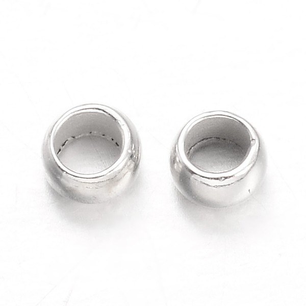 

PandaHall Rondelle Brass Crimp Beads, Platinum, 2.5x1.5mm, Hole: 1mm, about 10000pcs/200g Brass Rondelle