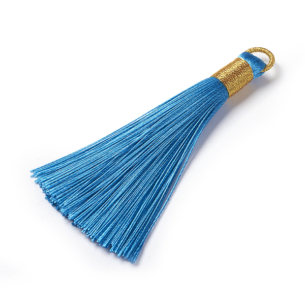 

PandaHall Polyester Tassel Pendants, Dodger Blue, 80~83x7~8mm, Hole: 5~7mm Polyester Blue