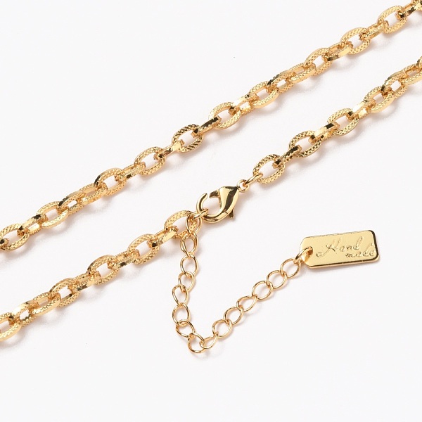 

PandaHall Brass Cable Chain Necklaces, with Lobster Claw Clasps, Long-Lasting Plated, Textured, Word Hand Made, Real 18K Gold Plated, 20-3/8...