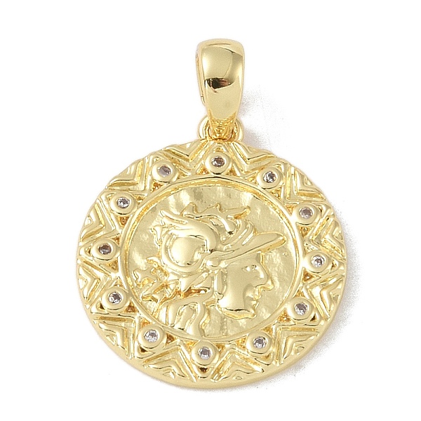 

PandaHall Brass Micro Pave Clear Cubic Zirconia Pendants, Flat Round, Coin Medal, Real 18K Gold Plated, 19.5x17.5x2mm, Hole: 5x3mm...