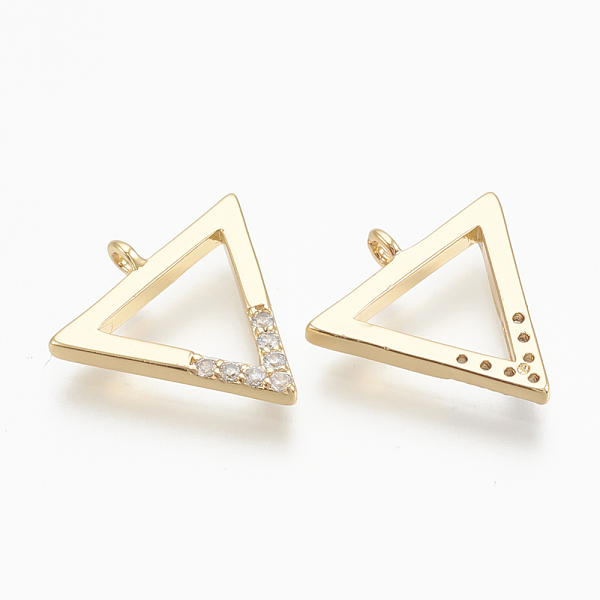 

PandaHall Brass Micro Pave Cubic Zirconia Charms, Triangle, Nickel Free, Real 18K Gold Plated, 12.5x12x1.5mm, Hole: 1mm Brass+Cubic Zirconia..., Clear