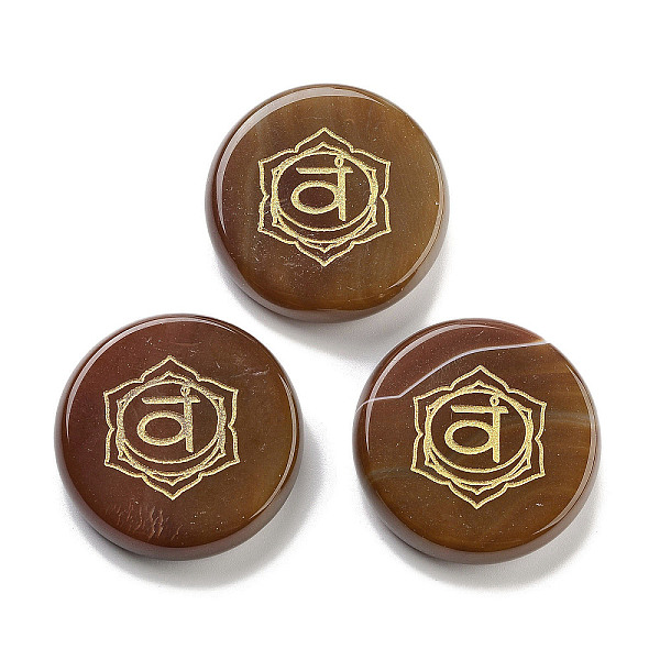 

PandaHall Natural Carnelian Flat Round with Chakra Sign Figurines Display Decorations, for Home Office Desktop Ornaments, 40x11mm Carnelian...