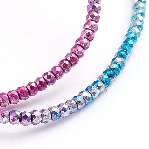 

PandaHall Electroplated Non-magnetic Synthetic Hematite Beads Strands, Full Plated, Rondelle, Faceted, Multi-color Plated, 3x2.5mm, Hole...