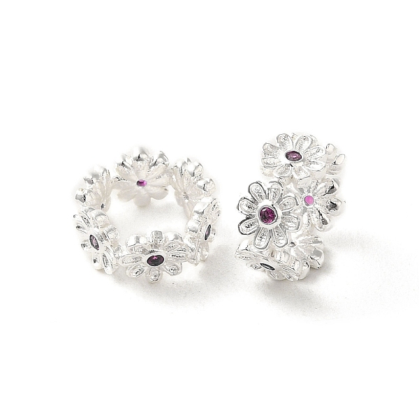 

PandaHall Rack Plating Brass Beads, with Cubic Zirconia, Long-Lasting Plated, Lead Free & Cadmium Free, Rings with Flower, Old Rose...