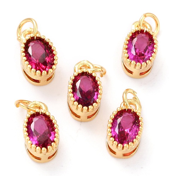 

PandaHall Real 18K Gold Plated Brass Inlaid Cubic Zirconia Charms, with Jump Ring, Long-Lasting Plated, Oval, Deep Pink, 9.5x5x4mm, Jump...