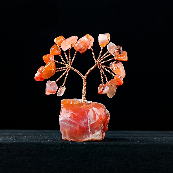 

PandaHall Natural Carnelian Chips Tree Decorations, Gemstone Base with Copper Wire Feng Shui Energy Stone Gift for Home Office Desktop...
