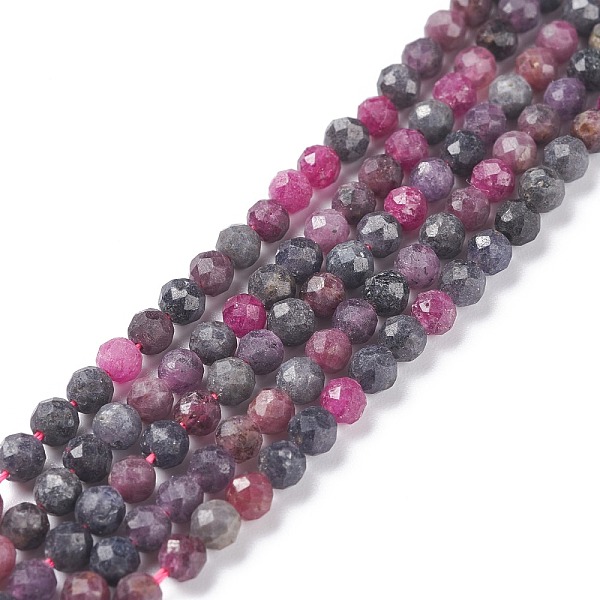 

PandaHall Natural Red Corundum/Ruby and Sapphire Beads Strands, Faceted, Round, 4mm, Hole: 0.6mm, about 96pcs/Strand, 15.35 inch(39cm) Mixed...