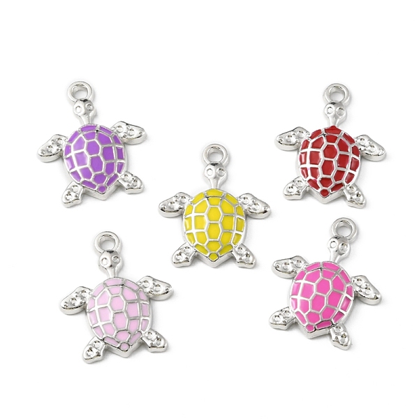 

PandaHall CCB Plastic Enamel Pendants, Platinum, Tortoise Charms, Mixed Color, 28x24x4.5mm, Hole: 2.5mm Plastic Tortoise Multicolor