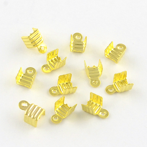 

PandaHall Iron Folding Crimp Ends, Fold Over Crimp Cord Ends, Golden, 7x5x4mm, Hole: 1mm, Inner Diameter: 4mm Iron