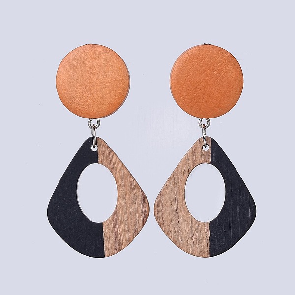 

PandaHall Resin & Wood Dangle Earrings, with Iron Findings, Pear Wood Beads and 304 Stainless Steel Findings, teardrop, Mixed Color, 57.5mm..., Multicolor