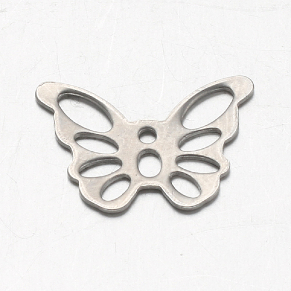 

PandaHall Butterfly 304 Stainless Steel Charms, Stainless Steel Color, 10.5x15x0.6mm, Hole: 1mm 304 Stainless Steel Butterfly
